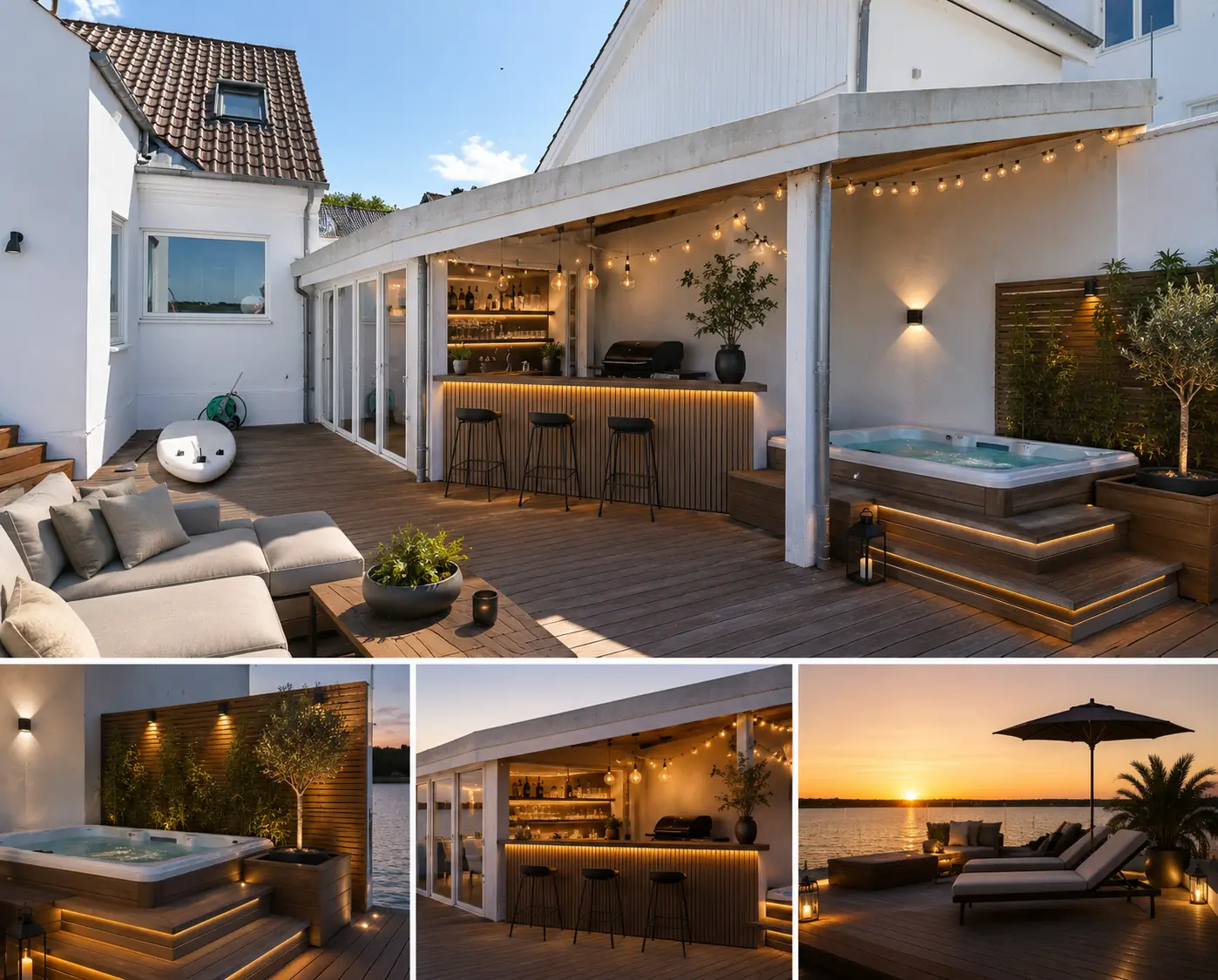 AI-visualiseringer af tagterrasse, udeareal og opholdszoner